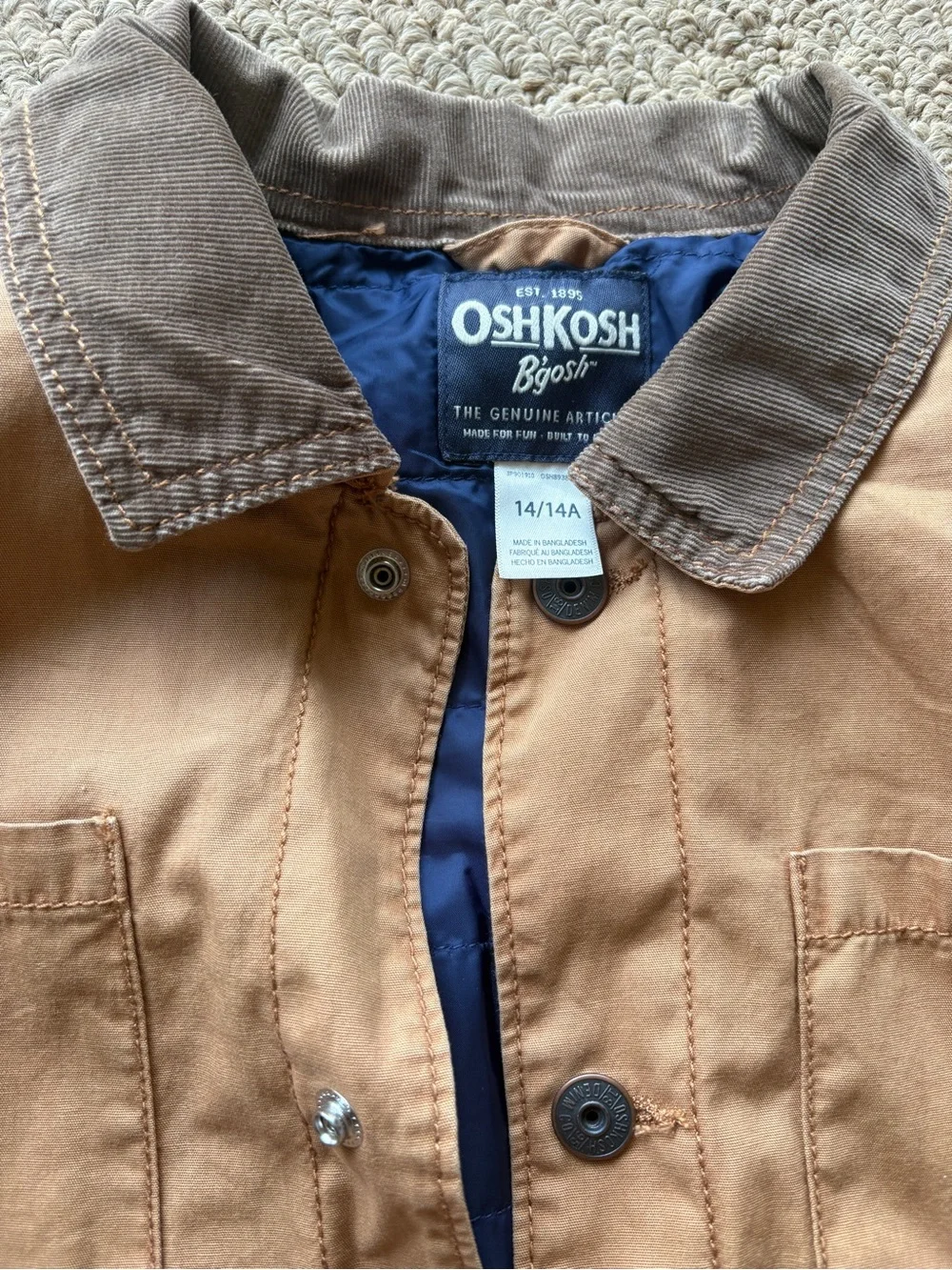 OshKosh B'gosh Brown Tan Work-Style Barn Kids' Jacket 14